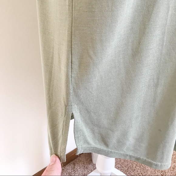 Long Midi Olive Green Front Tie Sleeveless Dress - Picture 4 of 4